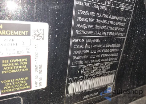 2020 Land Rover Range Rover Sport Svr z USA, uszkodzony, nr VIN SALWZ2RE2LA700703